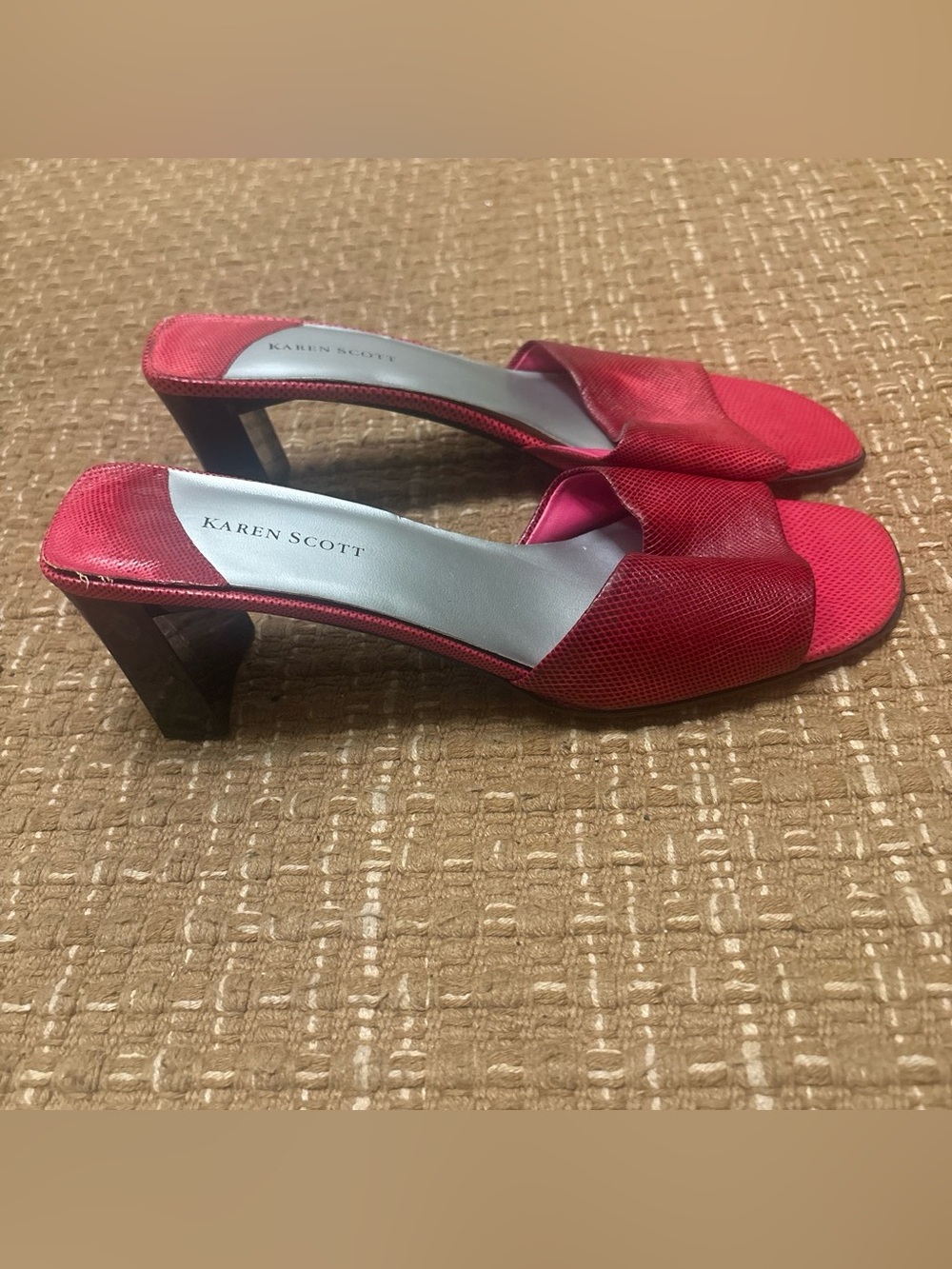 Karen Scott Pink Open-Toe Block Heel Slide Mules